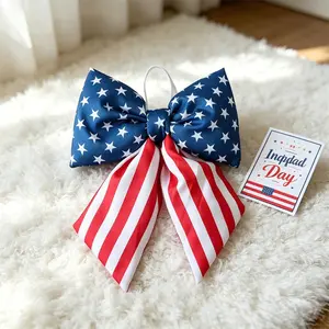 Red White & Blue Bow Ornaments for Independence Day, Cotton Filled Decorative Pendants, Festive Window & Home Decor to Create National Day Atmosphere