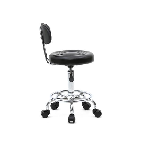 Drafting Chair with Backrest – Adjustable Foot Rest Rolling Stool with Wheels, PU Leather Swivel Stool for Office Spa Studio Lab Counter Salon Home Work Bar Kitchen Shop(Black)