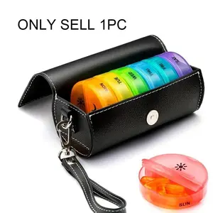 Weekly Pill Organizer Box, 7-Day Large Capacity Round Medicine Storage, Leather-Like Portable Case, Ideal for Vitamins & Fish Oil Supplements