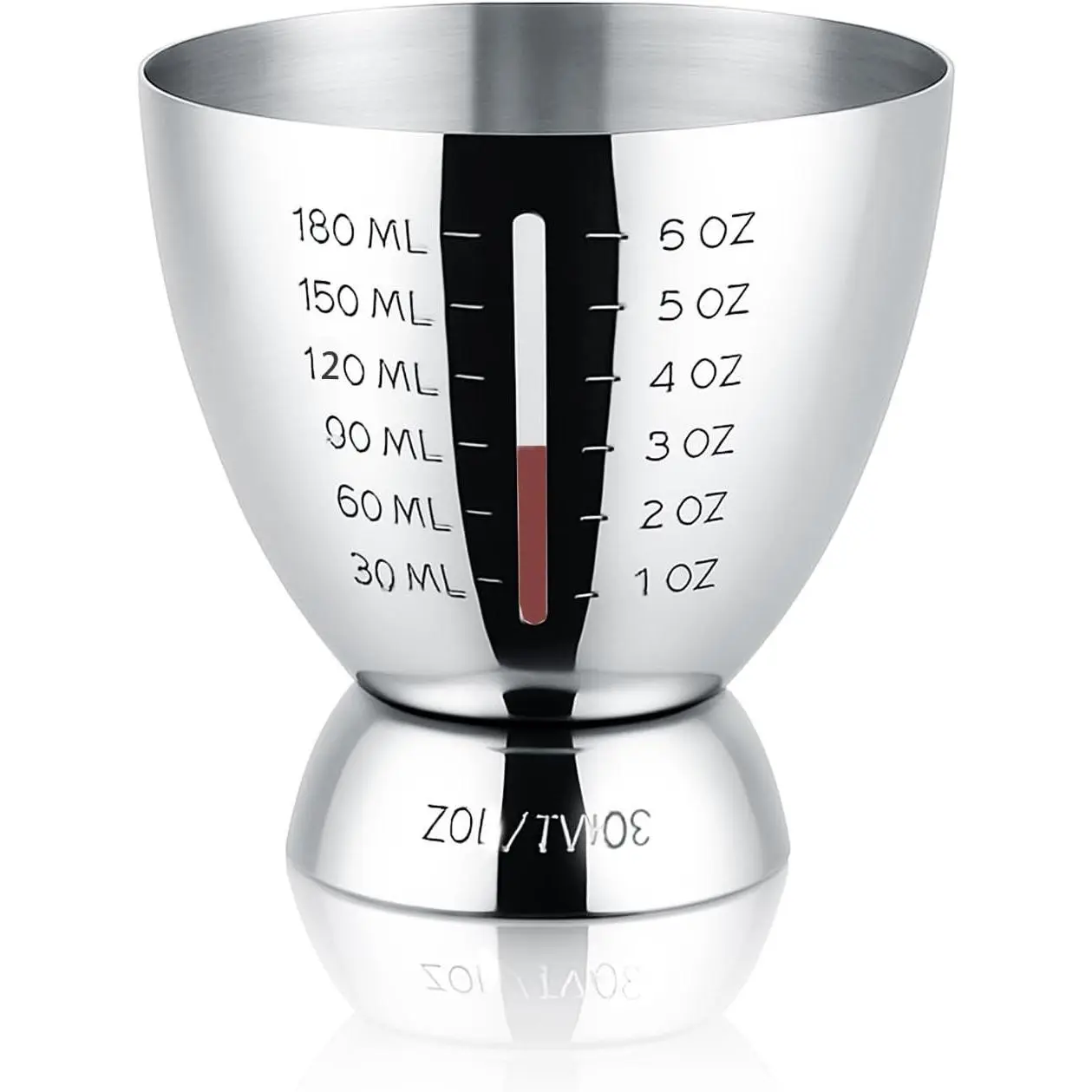 Stainless Steel Cocktail Jigger with OZ&ML Markings, 1-6oz Sturdy Kitchen & Bar Measuring Tool, Heavy-duty Dual Scale for Bar Mixing, Precise Liquid Measurement, Utensils, Compact