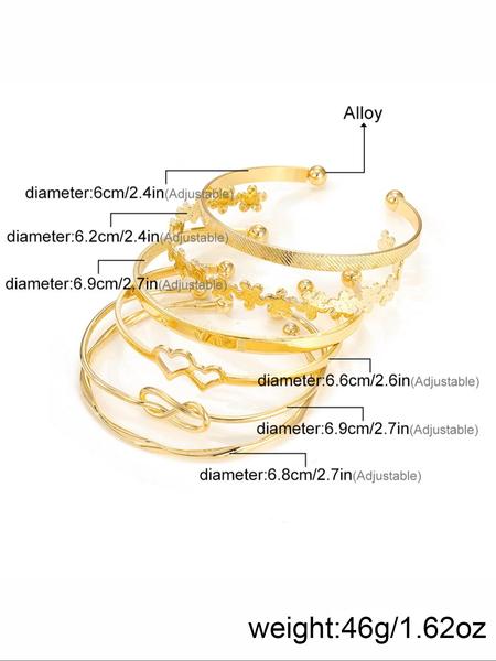 Vintage Knot & Flower Design Engraving Alloy Cuff Bangle (6pcs), Trendy Bangles, Fashion Jewelry for Party, Daily Clothing Decor, Trendy All-match & Exquisite Jewelry for Birthday Gift