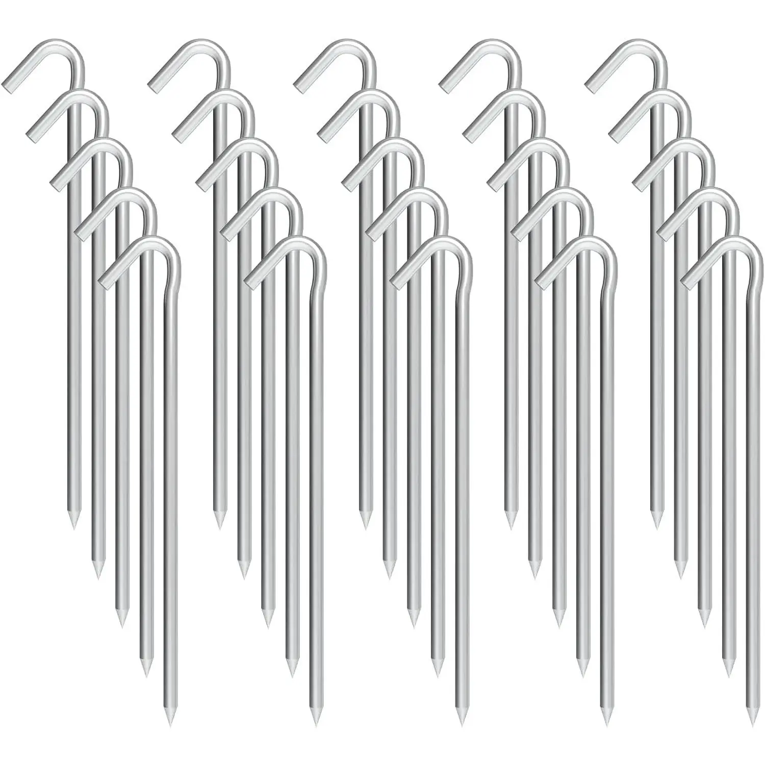 Heavy Duty 9 Inch Metal Tent Stakes 25 Pack Anti-Rust Galvanized Steel Camping Tarp Ground Pegs Canopy Spikes for Inflatables Outdoor Decorations