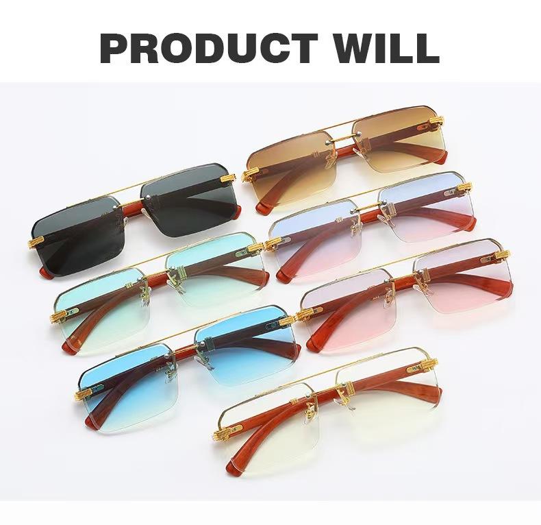 2 Pairs Unisex Rimless Square Lens Fashion Glasses Metal Double Bridge Trendy Eyewear PC Material Lightweight Stylish Accessories Perfect for Outdoor Parties Vacations Travel Driving Streetwear & Photo Props