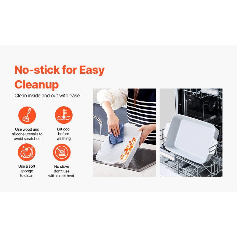 VEVOR Ceramic Baking Dish, Large 9x 13 Pan, Rectangular Bakeware with Double Handles, Oven Secure, Lasagna Pan, Casserole Dish Deep for Baking and Serving, Thanksgiving Christmas Present, White