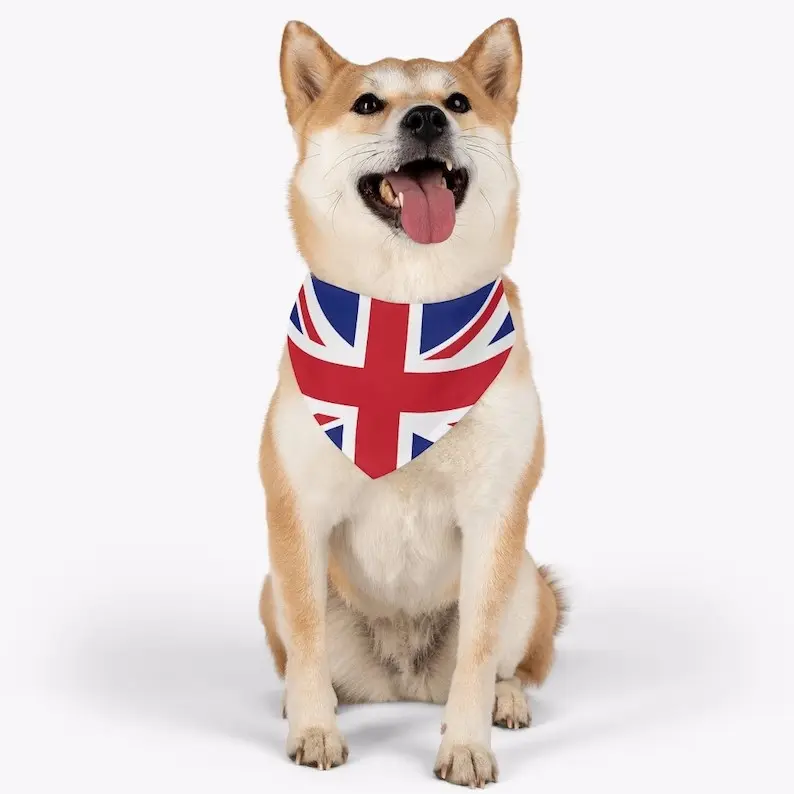 New British Flag Pet Bandana Independence Day Dog Triangle Scarf Single-Layer Printed Scarf for Cats and Dogs