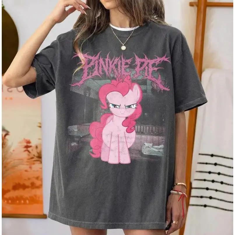 Comfort Colors Pinkie Pie TShirt, Goth Punk My Little Pony Tee, Metal Aesthetic Graphic T-Shirt, Alternative Cartoon Streetwear Shirt, Gift for Fans