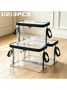 Hinged Lid Clear Plastic Storage Box, Hinged Lid Design, Large Thick Heavy Duty High Capacity Organizer for Home Camping Travel Attic Moving