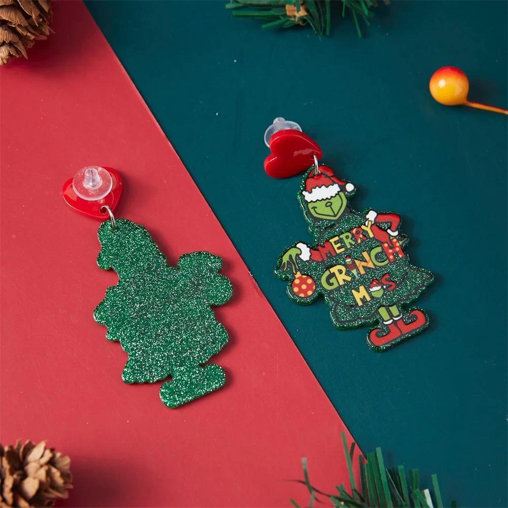 2026 Christmas Earrings Classic Cartoon Series Metal Acrylic Drop Earring for Woman Girl New Year Christmas Party Gift