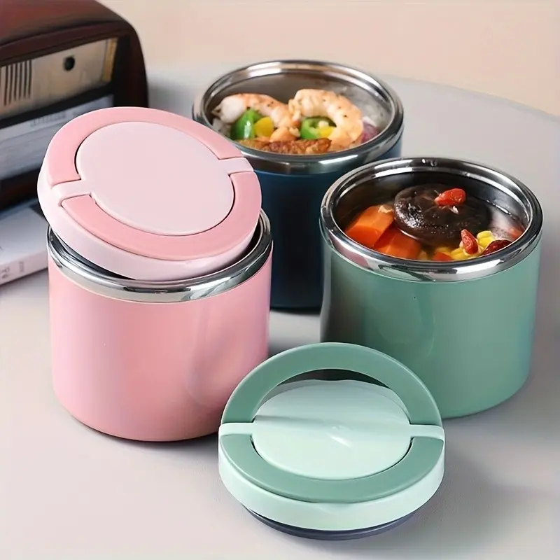 Stainless Steel Lunch Box with Handle, Leakproof Stackable Design, Heat & Cold Insulation, /blue/turquoise, Ideal Gift & Back to School Essential