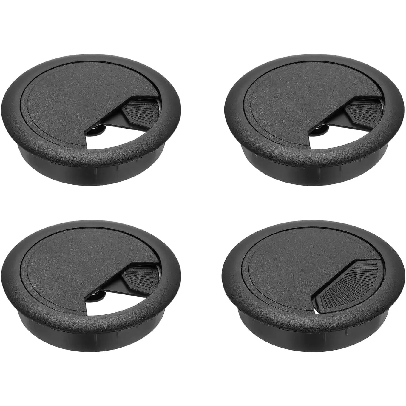 Desk Grommet 2.4", 4 count Plastic Desk Hole Cover  Grommet Cord Hole Cover Table Wire Organizer for  Office Wires Cables Through The Countertop, Black