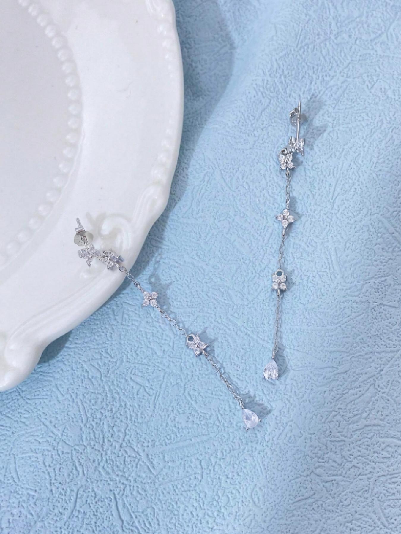 925 Sterling Silver Dangle Earrings, Elegant Chain Earrings for Women & Girls, Trendy All-match & Exquisite Jewelry for Birthday Gift