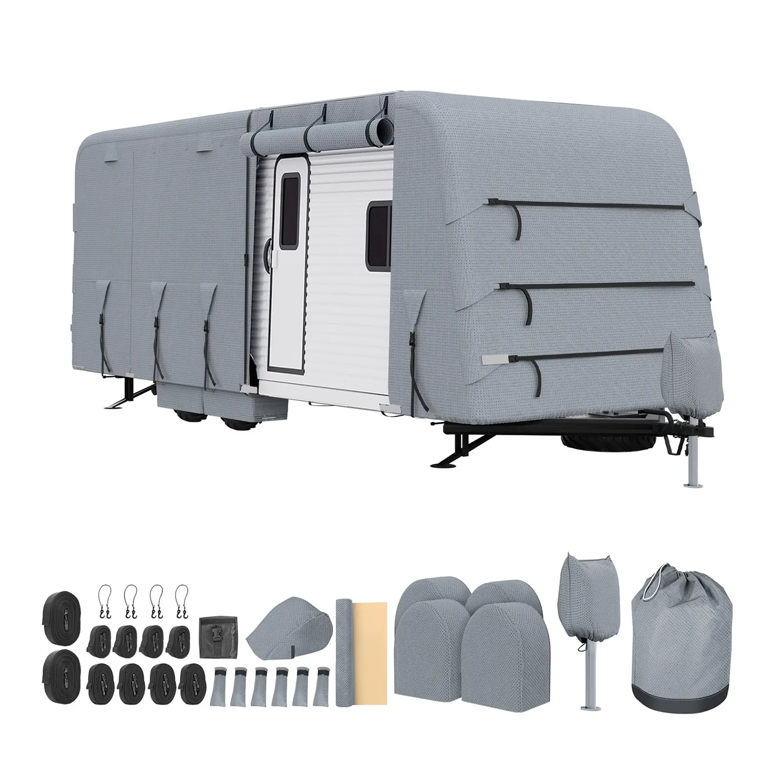 RV Cover for 18-20FT---33-35 FT Travel Trailer - Premium All Weather Camper Cover with Waterproof Protection, Sun Rain Dust Shield, Outdoor Storage