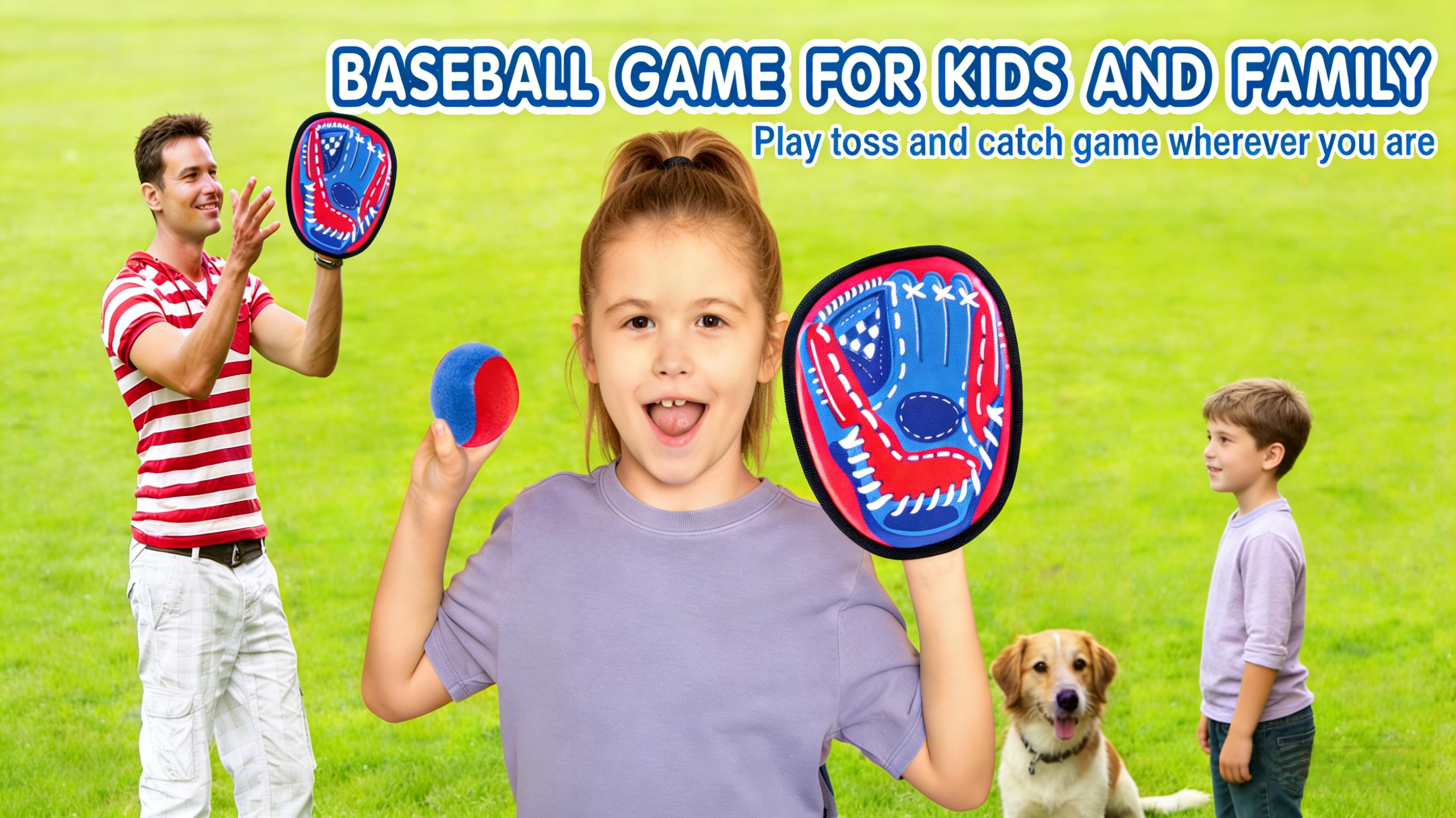 Beginner Toddler Baseball Training Glove Sticky Ball Catch Toys,Baseball Gift for Boys Girls Ages 3-12,Toss and Catch Ball Set Outdoor Games for Kids,, Beach Pool Yard Games Toys for Kids and Family