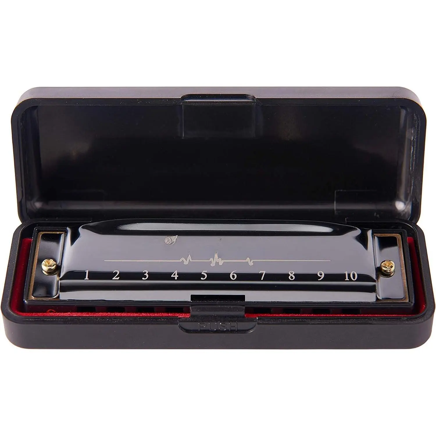 Harmonica 10 Holes 20 Tunes Mouth Organ Blues Deluxe Harmonica, Key of C for Beginner, Adults,  , Black