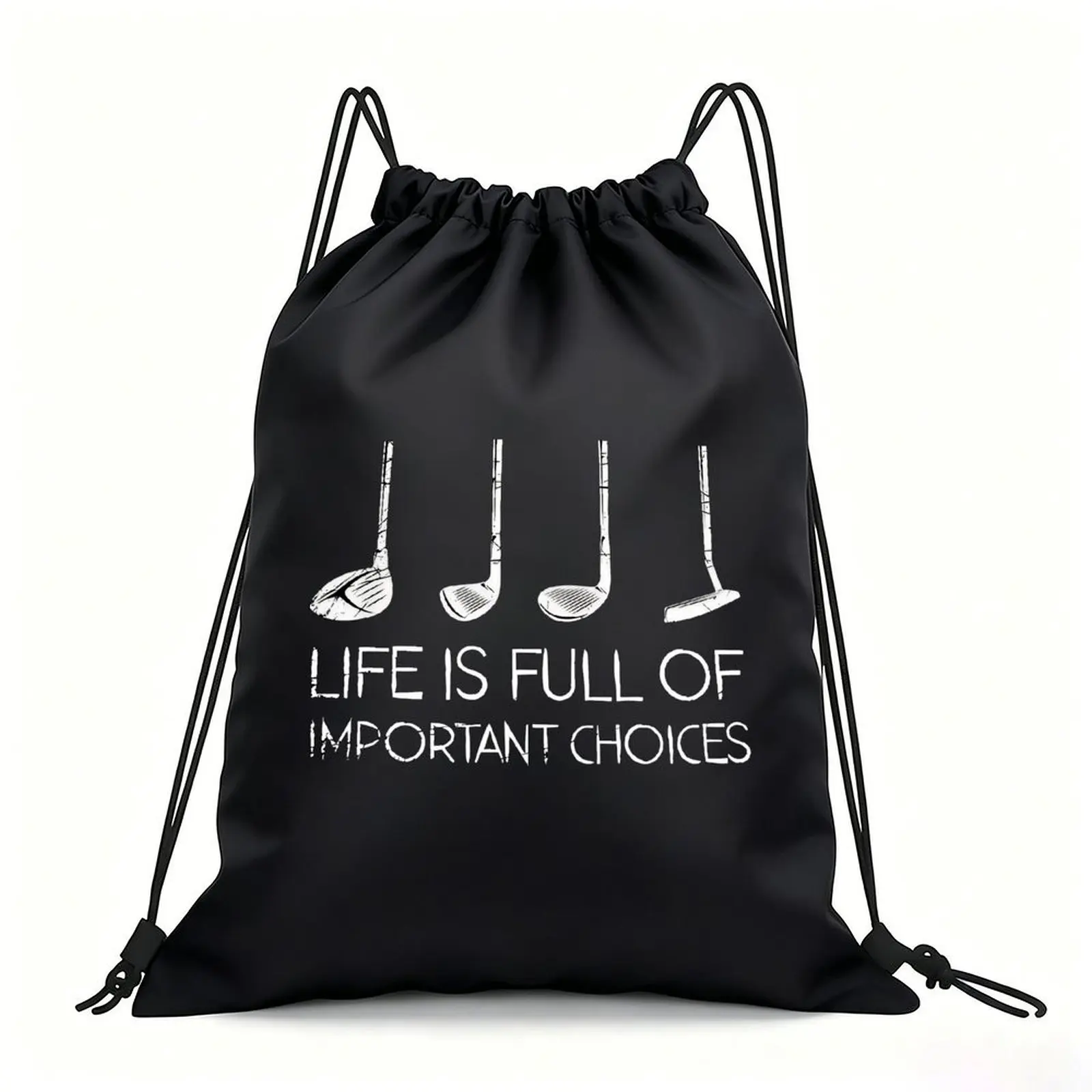Portable Drawstring Sack Bag with Custom Graphic Print, Waterproof Polyester String Backpack for Gym Workout Swimming Hiking