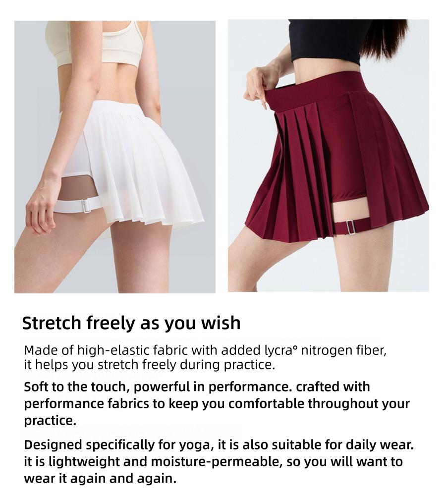 Breezeful High Waisted Pleated 2-in-1 Side & Pocket Asymmetric Hem Quick Dry Mini Dance Skirt Anti glare women's yoga clothes pleated skirt sports short skirt suitable for outdoor running tennis skirt,Daily outfit-02