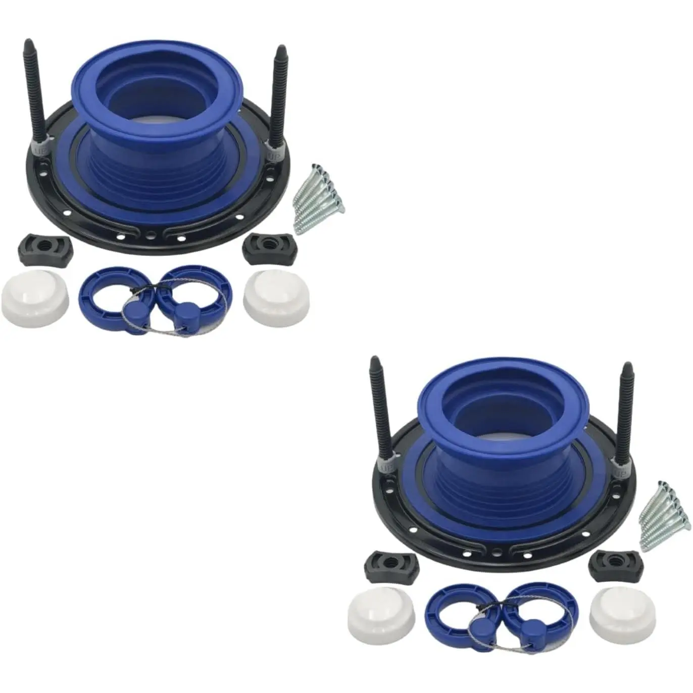 Toilet Flange Repair Kit - Toilet Kit For Low or Broken Flange. Toilet Wax Ring Replacement Kit W/Toilet Flange Extender Kit, Easy Toilet Bolts, & Toilet Caps For Bottom of Toilet. (2 Ea)