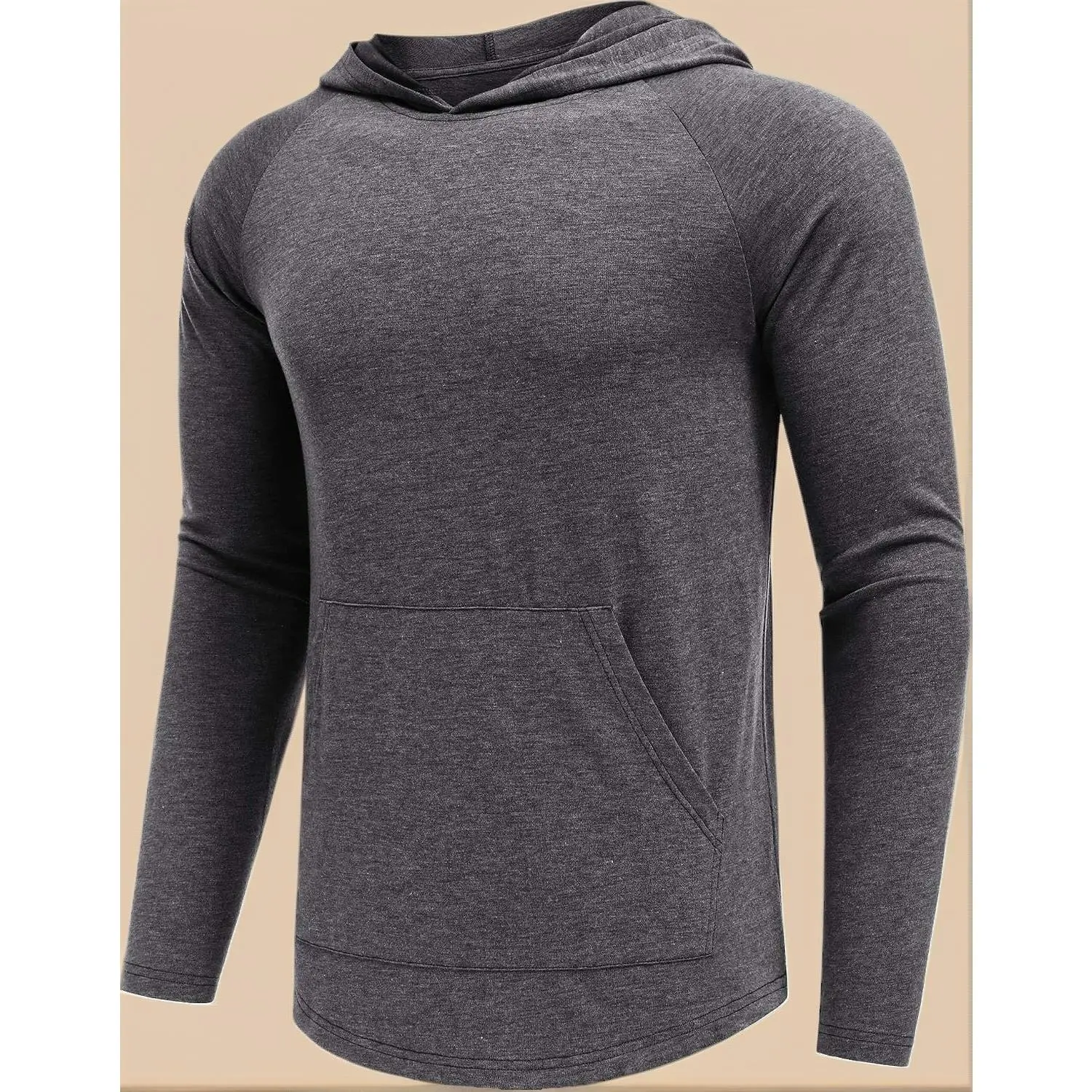 Lightweight Men Workout Hoodie |   Breathable Long Sleeve Pullover Sweatshirt with Kangaroo Pocket for Golf Gym Running Autumn