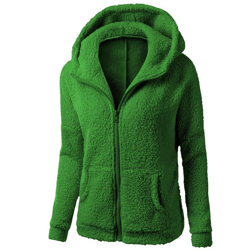 BIGWIG women's zipper hooded plush jacket with zipper pockets and lightweight fleece lining, winter warm fleece zipper jacket, cotton jacket, plush sweatshirt, autumn and winter lambskin women's hooded pullover cold-proof jacket