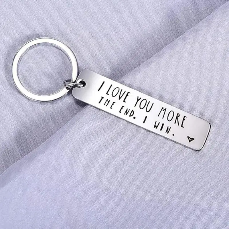 2-Piece Casual Geometric Keychain Set, Corrosion Resistant Stainless Steel Bar Pendant in Silver & Black with Engraved Sentimental Text for Men and Women, 2Pc/Silver+Black, Engraved Sentimental Text Keychains, Cotton Blend, Daily