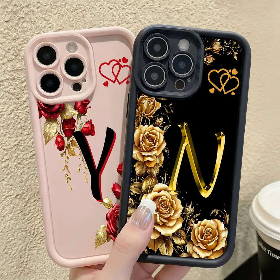 Customized Initial Letter Phone Case For iPhone 17 16 15 14 13 12 11 Pro Max Plus 17e 16e X XS Max Shockproof Soft TPU Protective Cover