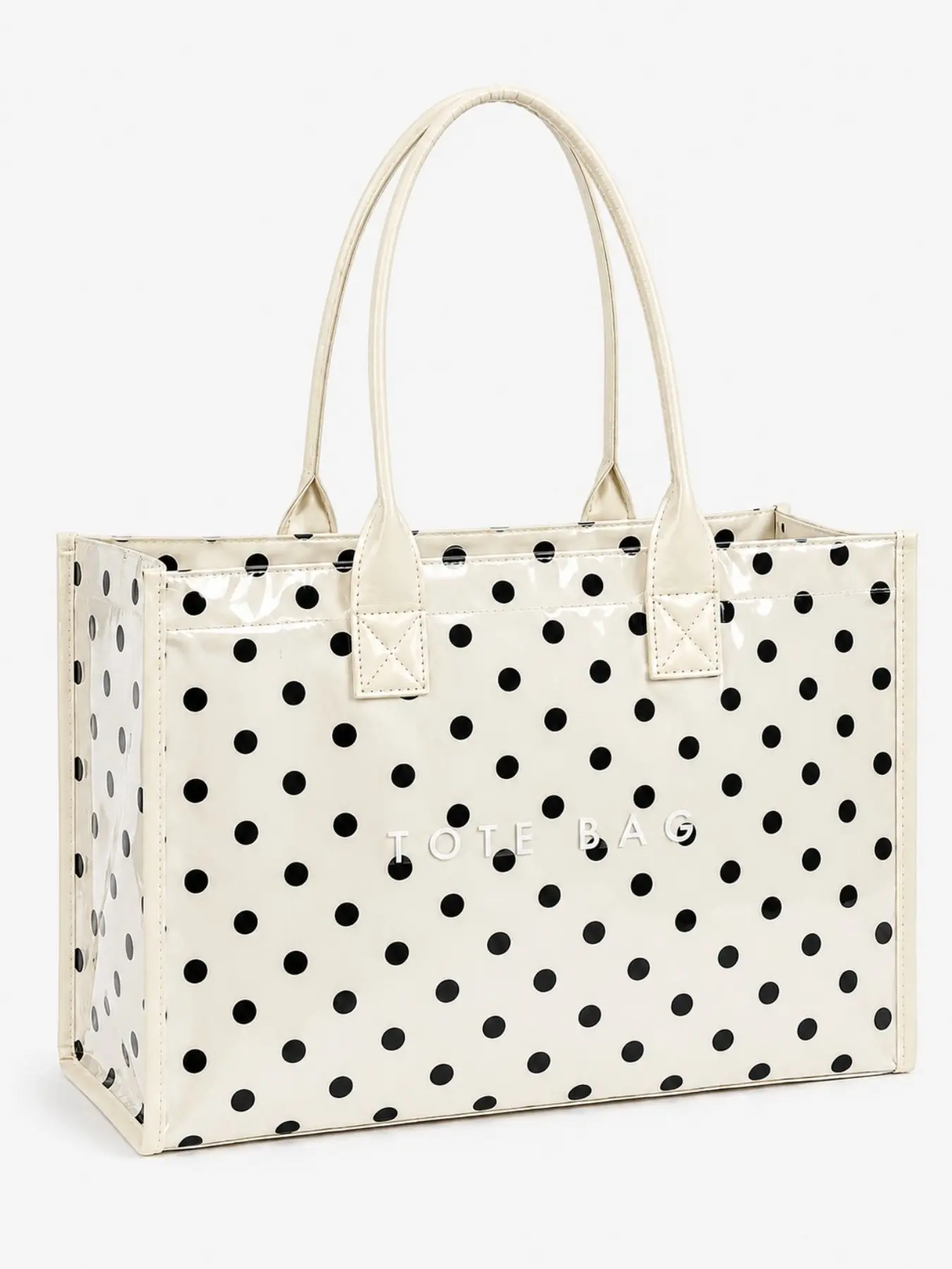 Polka Dot Durable Tote Bag for Women, Large Capacity Shoulder Handbag, Fashion Patent Leather Top Handle Work & Travel Bag