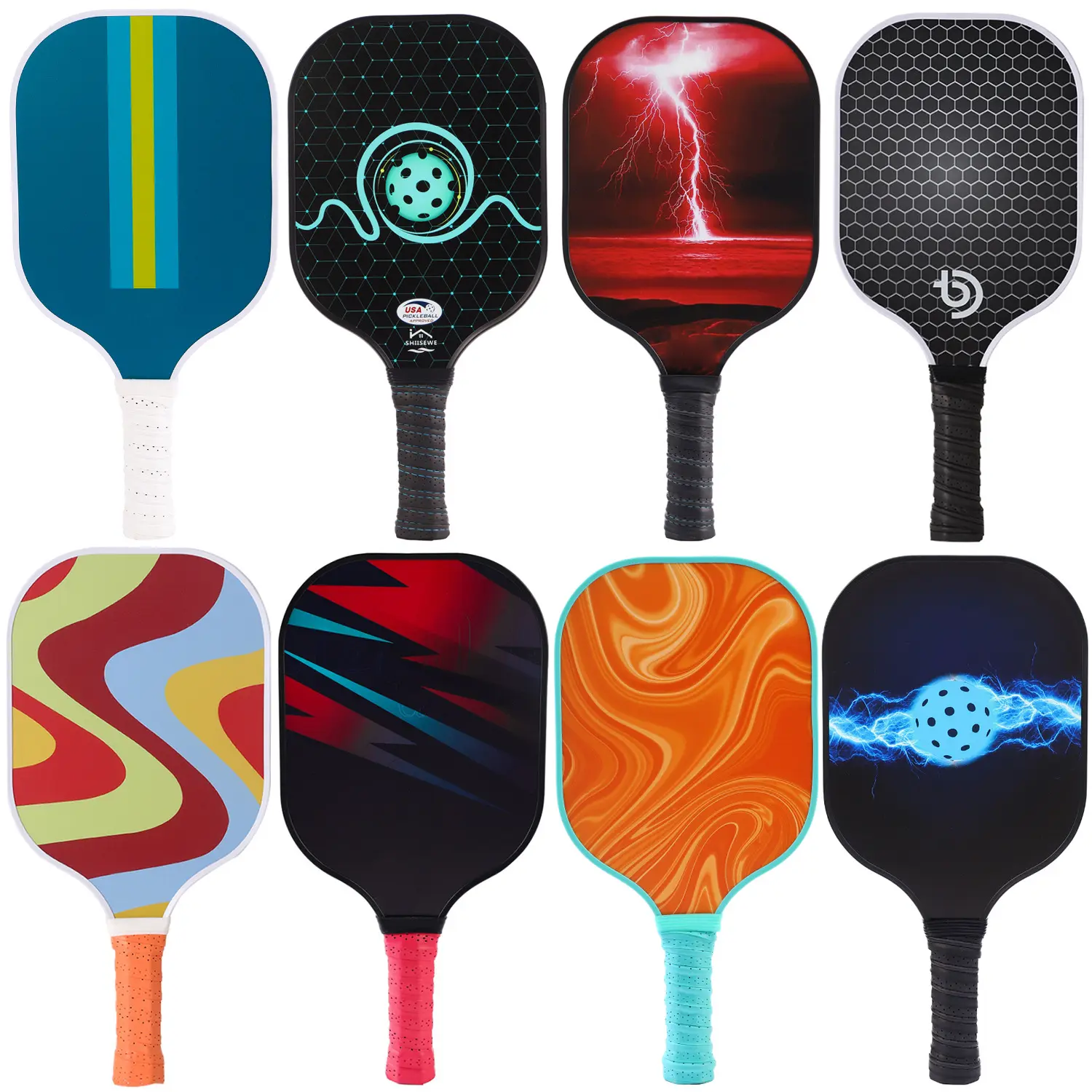Lightweight Fiberglass Pickleball Paddles Carbon Fiber Honeycomb Core Fashion Complete Pickleball Racket Set Backyard Sports