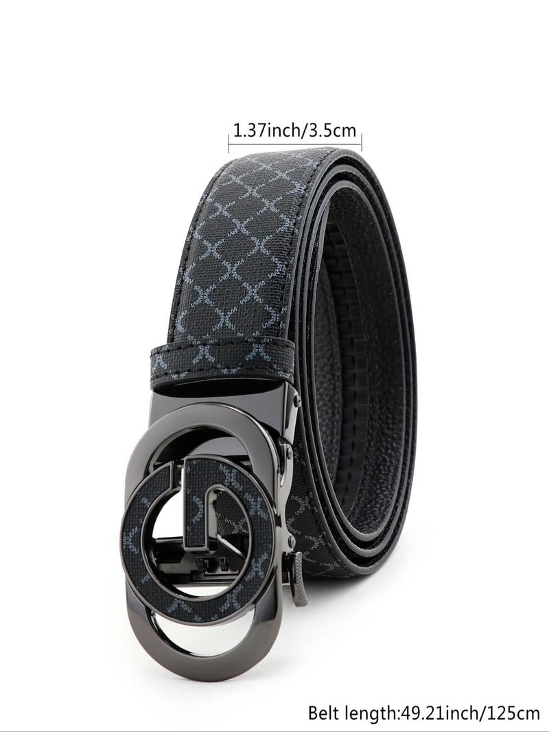 Men's Fashionable Plaid Pattern Buckles Belt, Casual Business Belt for Party, Daily Clothing Decor, Trendy All-match & Exquisite Belt for Birthday Gift, Artisan Leather Belt