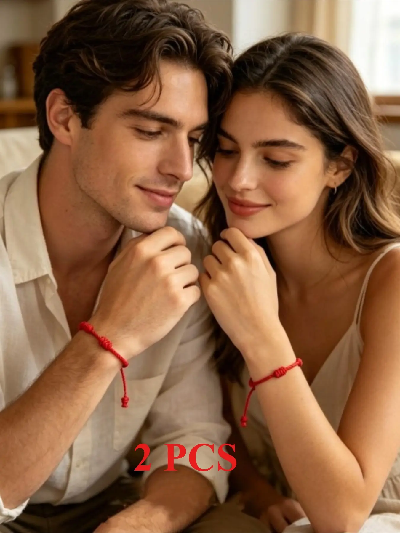 Two colorful seven-knot couple bracelets, friendship bracelets, simple and individual hand-woven couple bracelets, Bracelet Sets