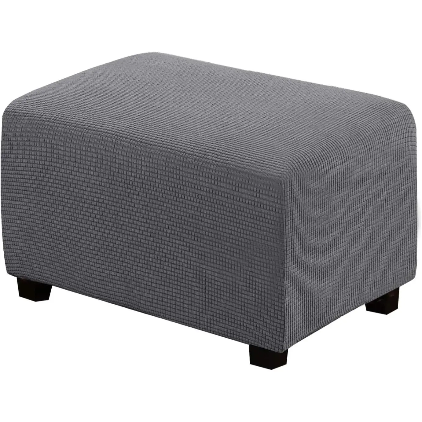 Ottoman Cover Slipcover Rectangle Fit Length 29"-34" Footrest Sofa Slipcovers Stool Cover Footstool Protector Covers Feature Stretch Thick Soft Removable Washable - Grey