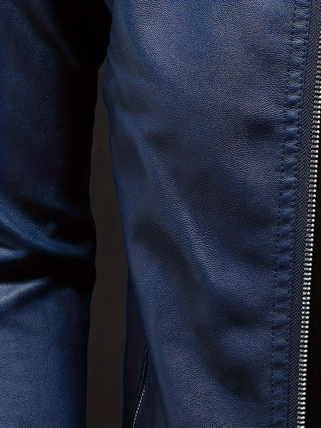 Men's casual jacket stand-up collar motorcycle top Long Sleeve Leather Bomber Menswear Coats Beige Plain Collared