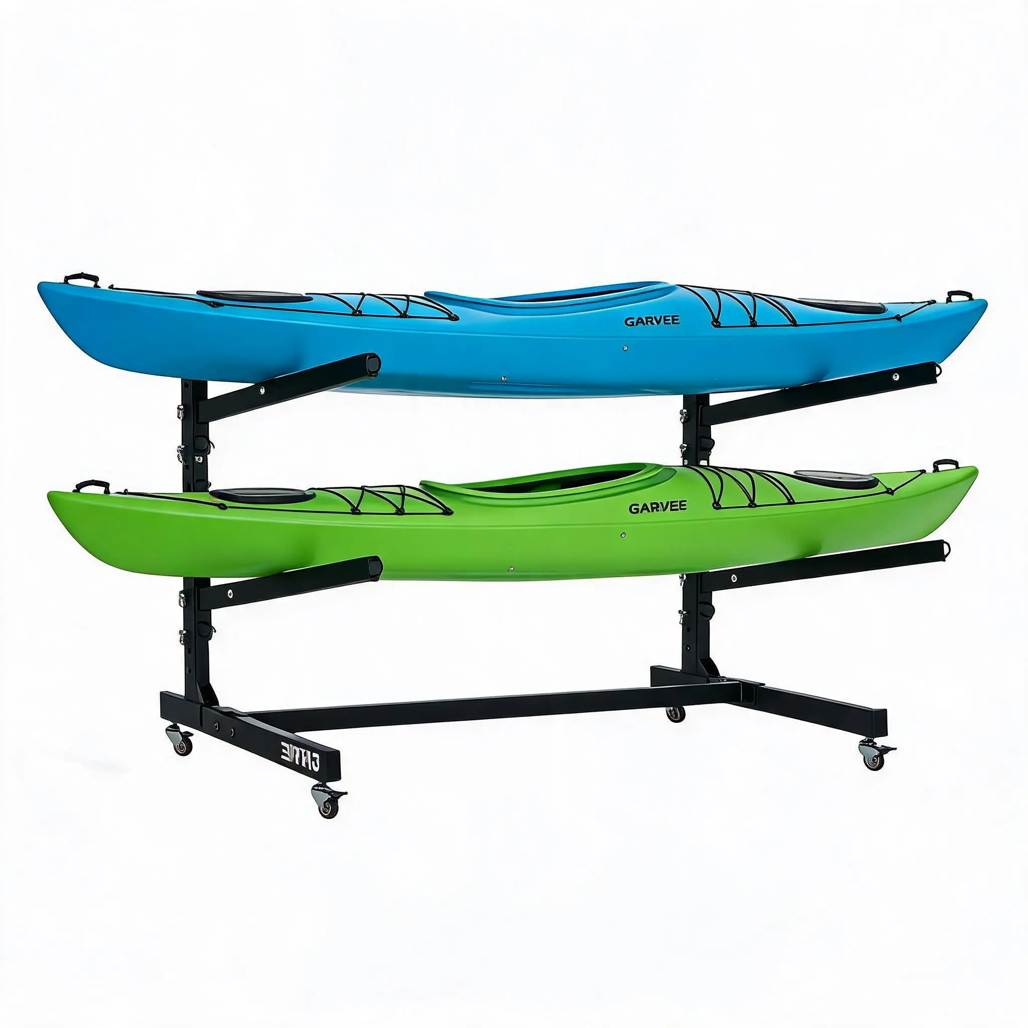 Heavy Duty Freestanding Kayak Storage Rack – Adjustable 2/3/4-Tier Stand with Detachable Wheels, Rust-Resistant, Fits Kayaks, Canoes, SUPs, Surfboards – Ideal for Indoor/Outdoor Garage Organization