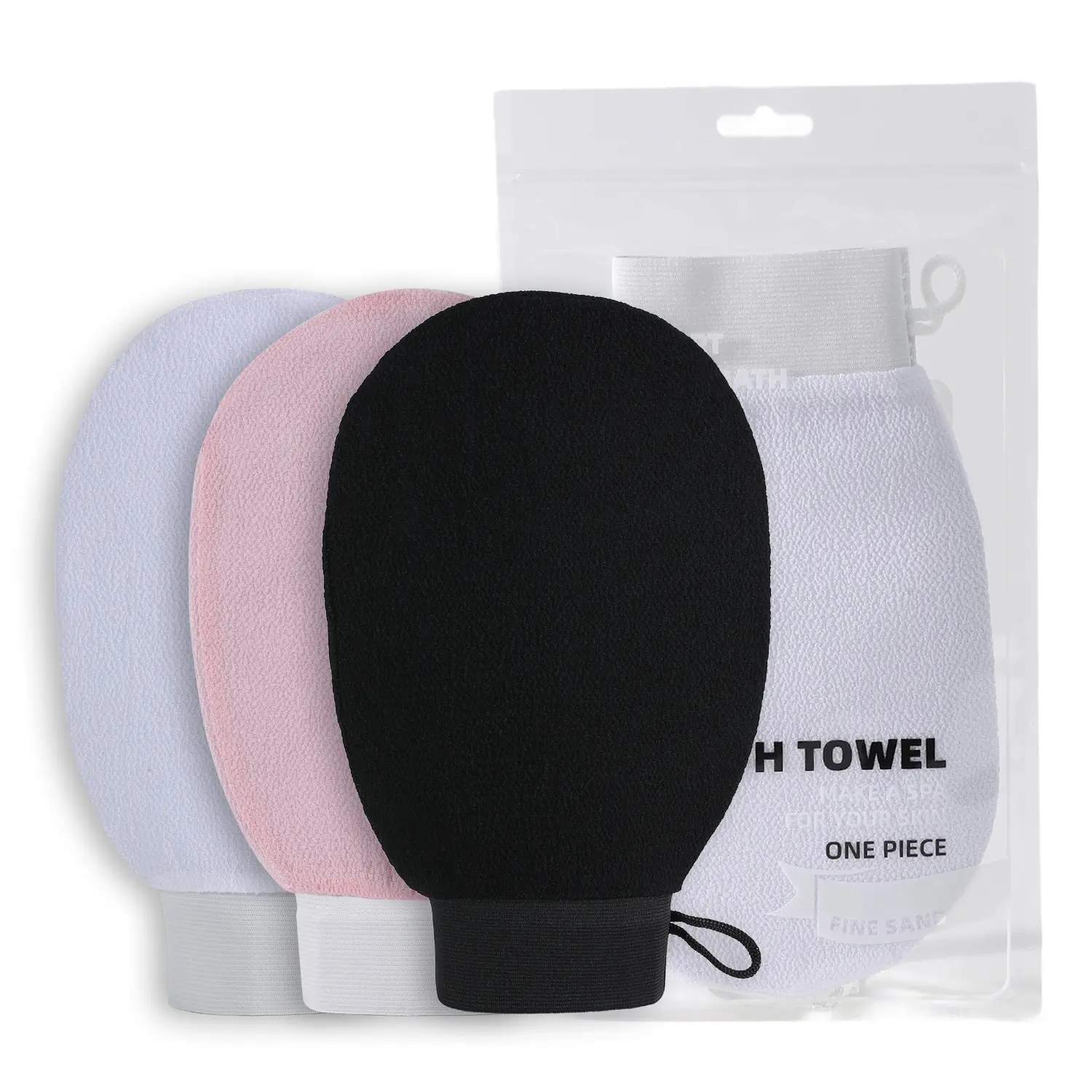 Premium 150D All Rayon Exfoliating Bath Mitt, High Friction Deep Mud Removal Shower Scrub Glove, Ergonomic Design Body Exfoliator, Comes with Soft Foaming Bath Loofah for Daily Skin Cleansing