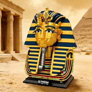 Egyptian Gold Mask Head Sculpture High-Difficulty Assembly Model Building Blocks