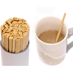 5.4 Inch Bamboo Coffee Stirrers Eco Friendly Biodegradable Stir Sticks for Tea Hot Cold Beverages (100)