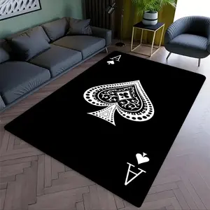 Aim Ace of Spades Large Soft Diatomite Quick-Dry Floor Mat - Minimalist Black-White Design with Intricate Vintage Details, Non Slip Soft Indoor Diatom Mud Mat, Absorbent Decorative Room Decoration Rug for  Edgy Spaces, Non Slip Rugs