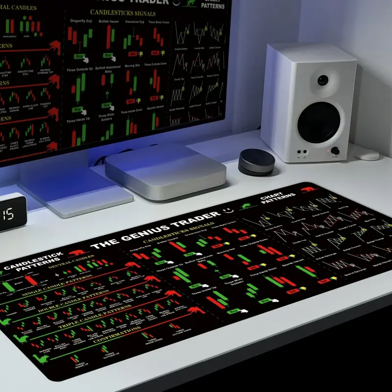 1pc Extended Gaming Mouse Pad, Laptop Keyboard Mat, Study Desk Protector - THE GENIUS TRADER Stock Learning Pattern - Durable, Non-Slip Backing, Multiple Sizes Available (Small, XL, XXL) - Suitable for Home, Office, Work, Game Room, Student Dorm