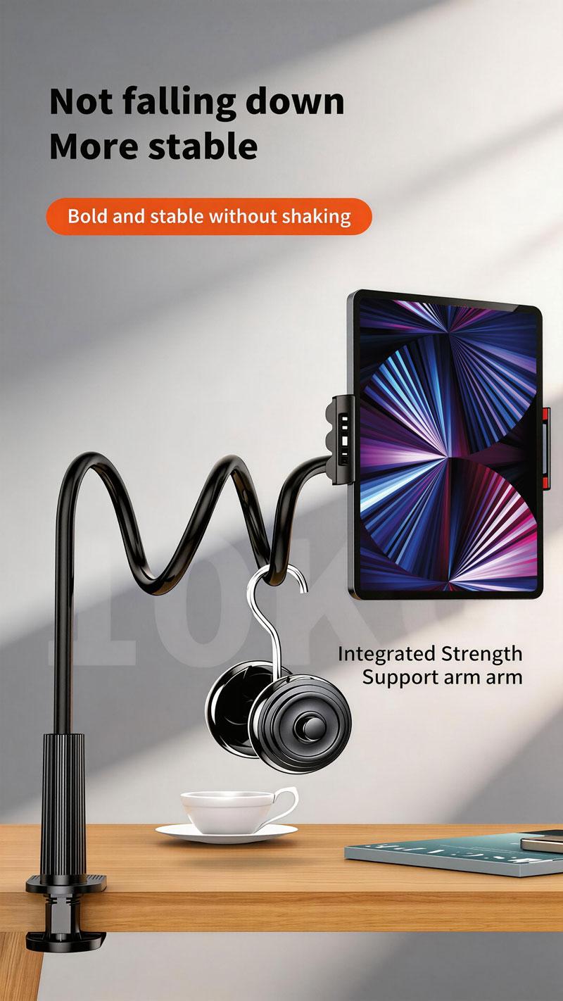 Universal 360 °   Rotating Tablet & Phone Stand with Adjustable Flexible Spiral Base, Bendable Holder for Desk & Bedside