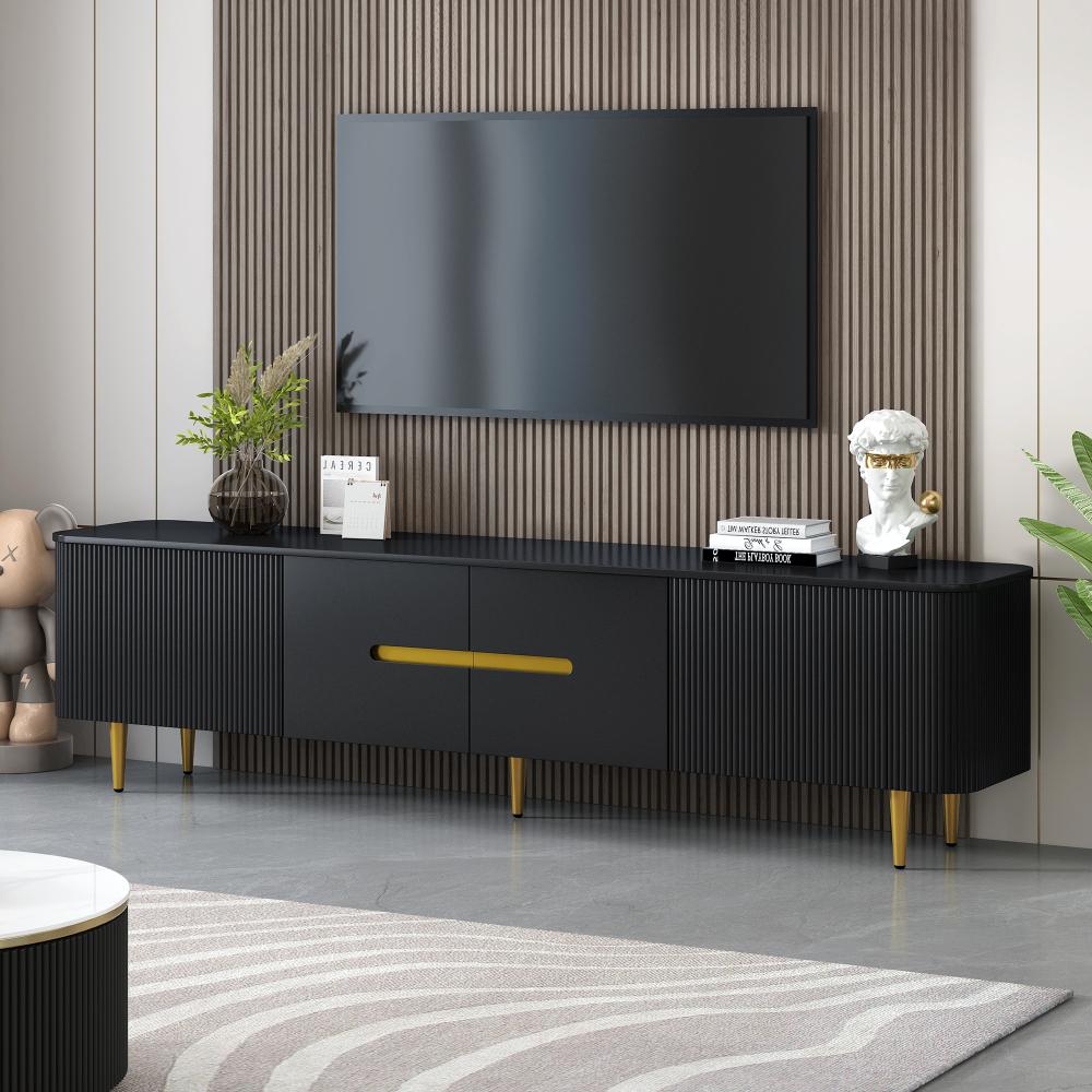 VIBE HAUS 78.7'' Minimalist TV Stand for TVs Up To 85 Inches, Modern Entertainment Center Media Console with 4 Spacious Cabinets for Living Room