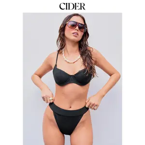 Cider Solid V-neck Underwire Bikini Set