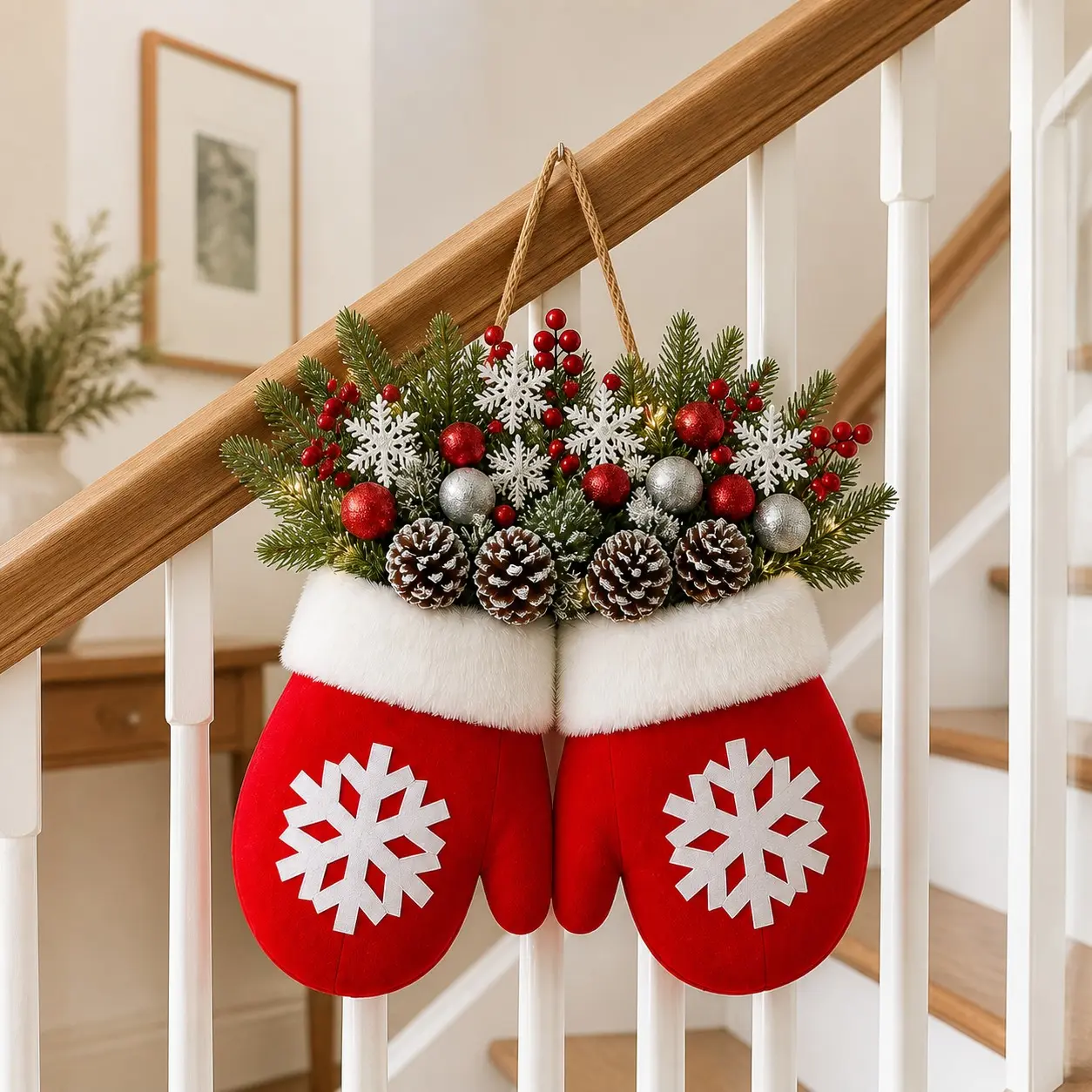 Christmas Sock Hanging Decorations for Home Living Room Fireplace Entryway Stairs Windows, Festive Party Scene, Warm Christmas Theme Space