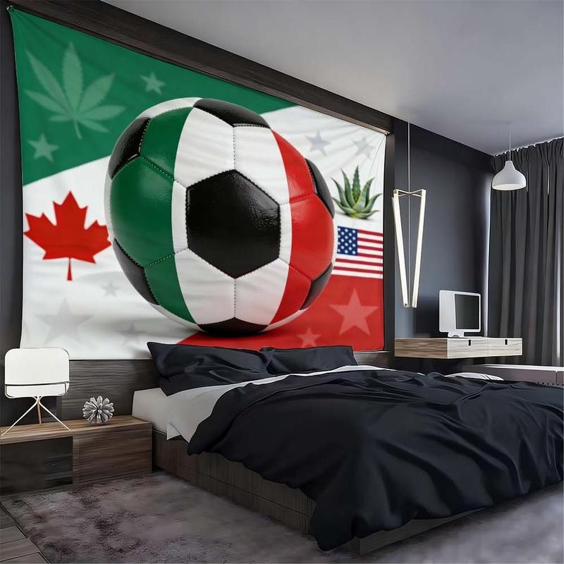 1 pc microfiber FIFA World Cup Soccer Ball Tapestry Wall Hanging Colorful Flag Print Home Decor for Living Room Dining Room Bedroom Outdoor Holiday Decorations Enhance Atmosphere Tapestry Background Cloth Hanging Cloth Wall Cloth Decorative Cloth