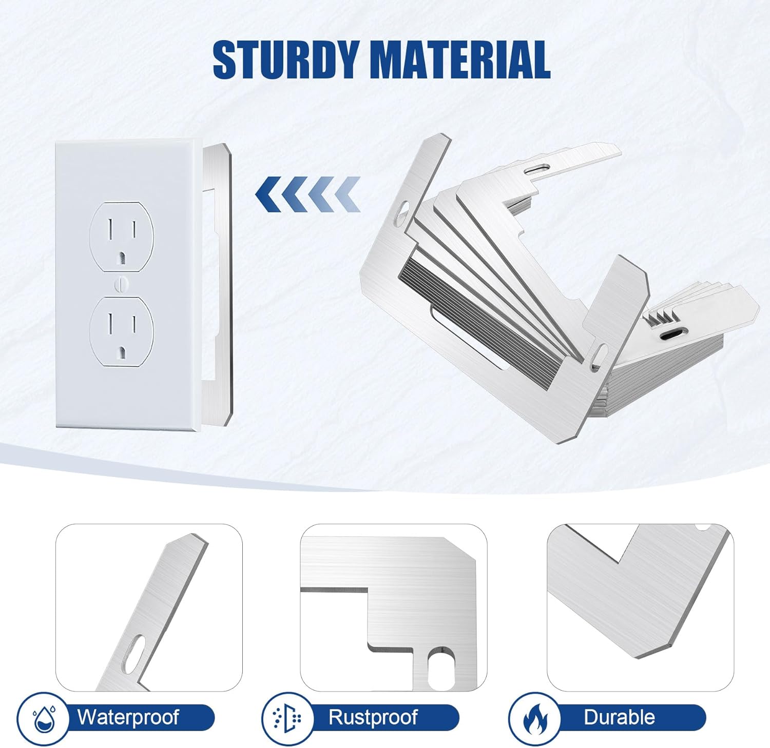 20 count Wall Plate Spacer, Metal Flush Fit Device Leveling Plates Shim for Wall Repair and Loose Outlet Fix -