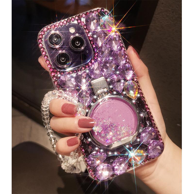 iPhone17ProMax/AIR/Pro cases,Luxury full diamond iphone case, mobile phone bracelet ladies, girls rhinestone perfume bottle buckle, For iphone 16/15/14/13/12/11 Pro Max Plus