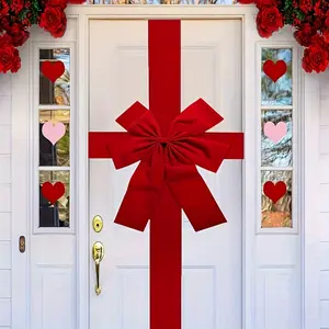 Large door bow bag-elegant red Christmas ribbon, festive door trim, holiday decor, no electricity required, easy to hang, suitable for 30 scenarios, suitable for Christmas, Valentine's Day, New Year