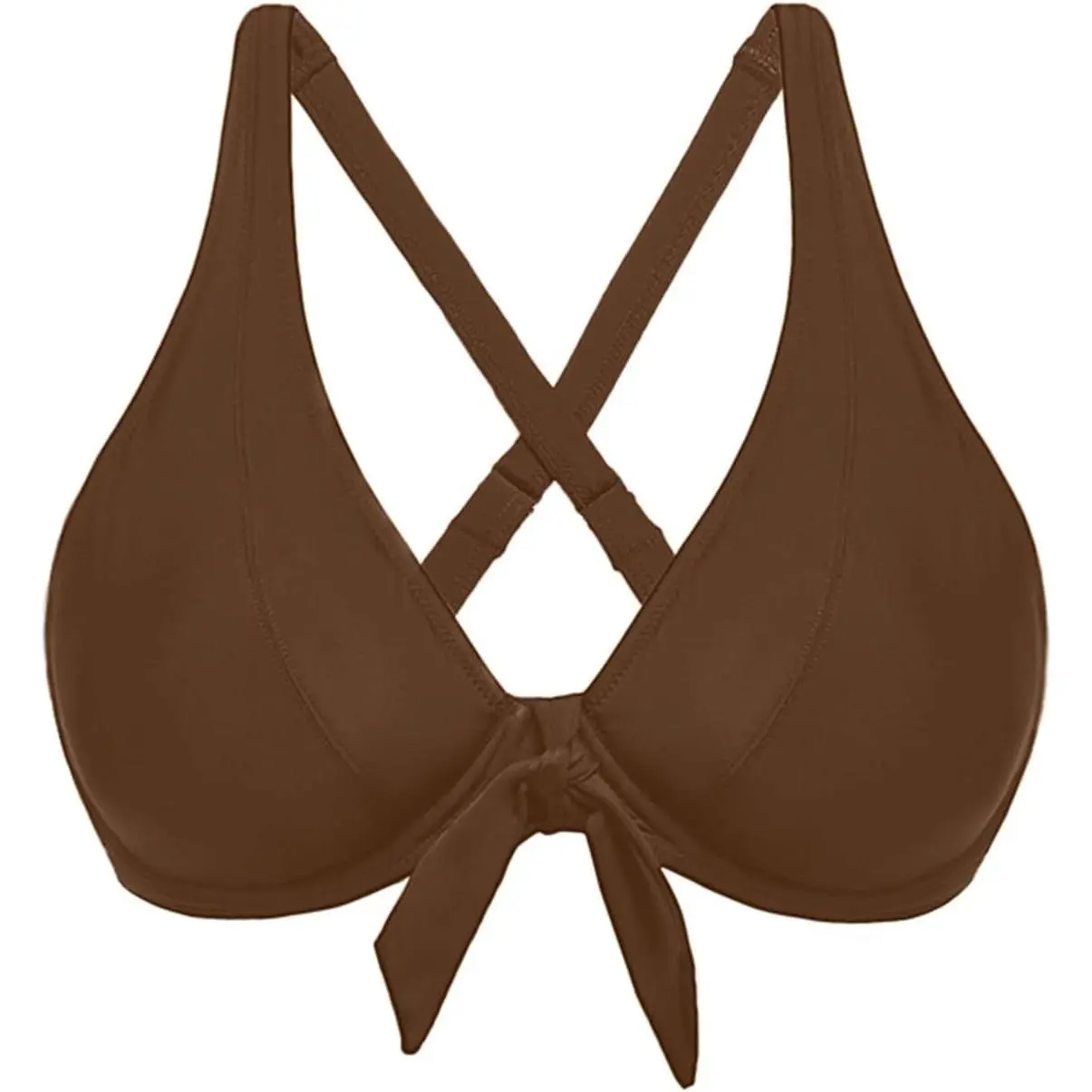 Women Underwire Bikini Top Only - Knot Front Bathing Suit Top Swim Bra Push Up Swimsuits Top