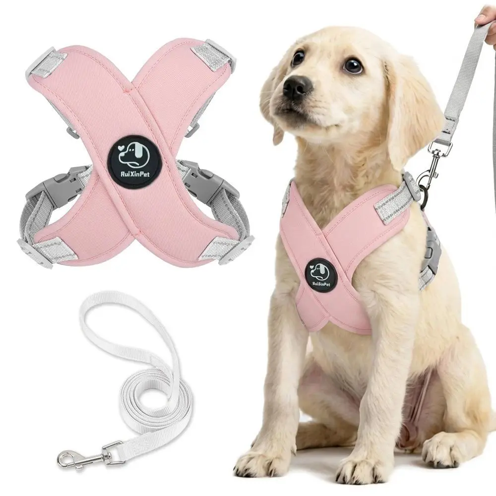 Reflective Dog Vest Harness & Leash Set - Soft, Adjustable, No-Pull Chest Strap, Reflective Strips, Breathable Fabric, Multi-Size for Small-Medium Dogs Cats Pug Daily Walking