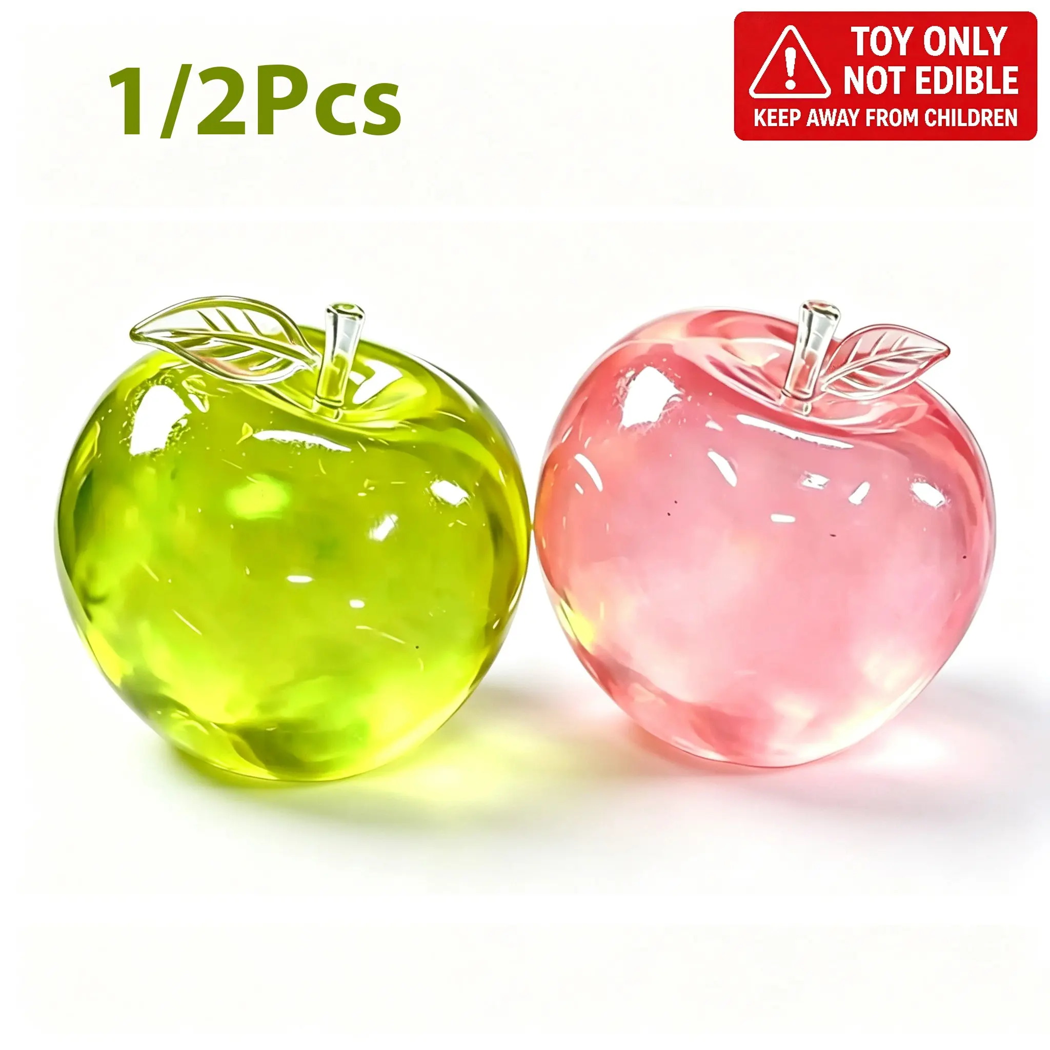 Apple Squishy Toys 1/2-Pack, Soft Squeeze Stress Relief Squishies Set for Adults & Kids, Super Slow Rising Mochi Sensory Fidget, Calming Anxiety Toy for Desk Travel, Birthday Party Idea for Children