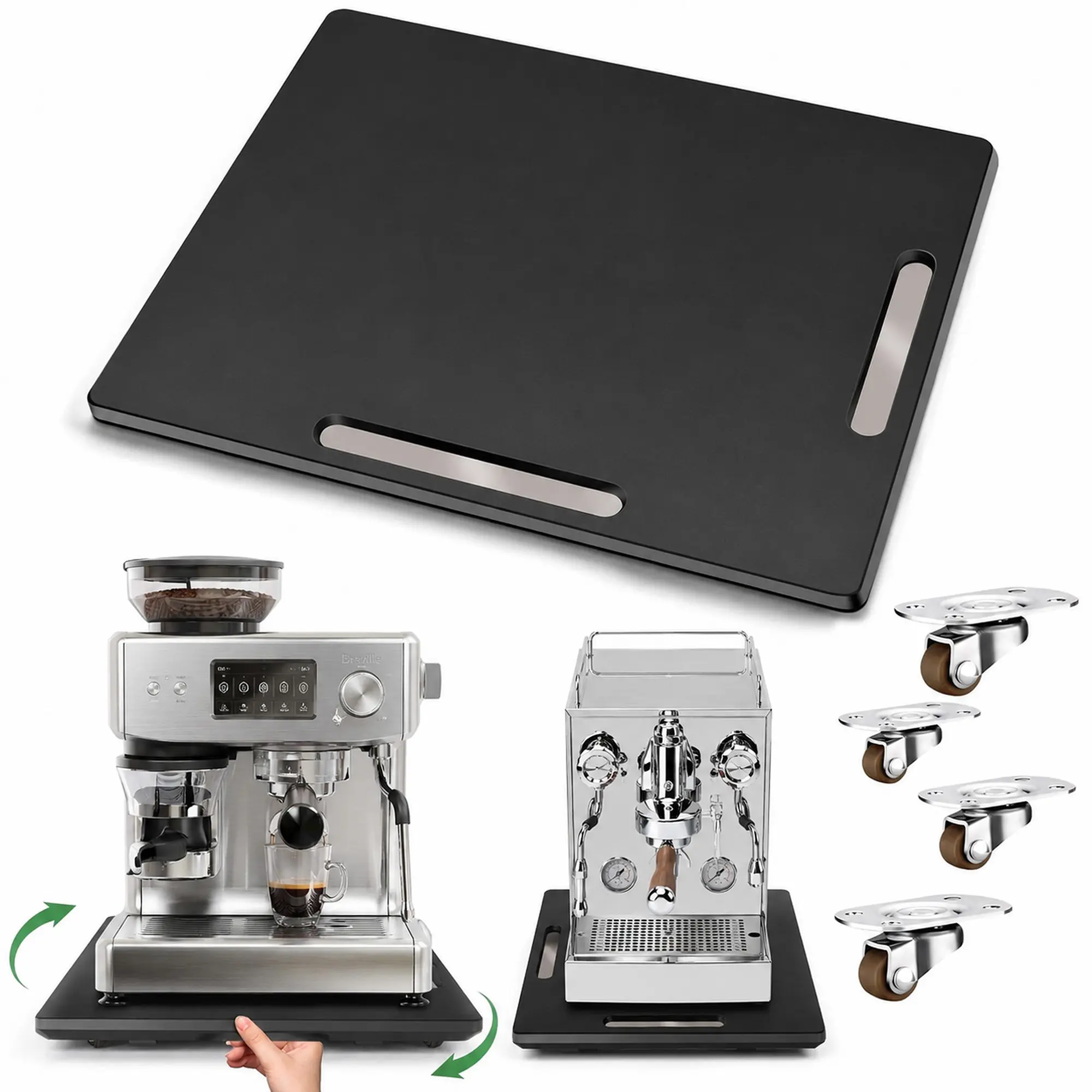 Appliance Slider for Kitchen Appliances 360° Rolling Sliding Tray for Coffee Maker Countertop, Coffee Pot Slider Rolling Tray with Universal Rollers