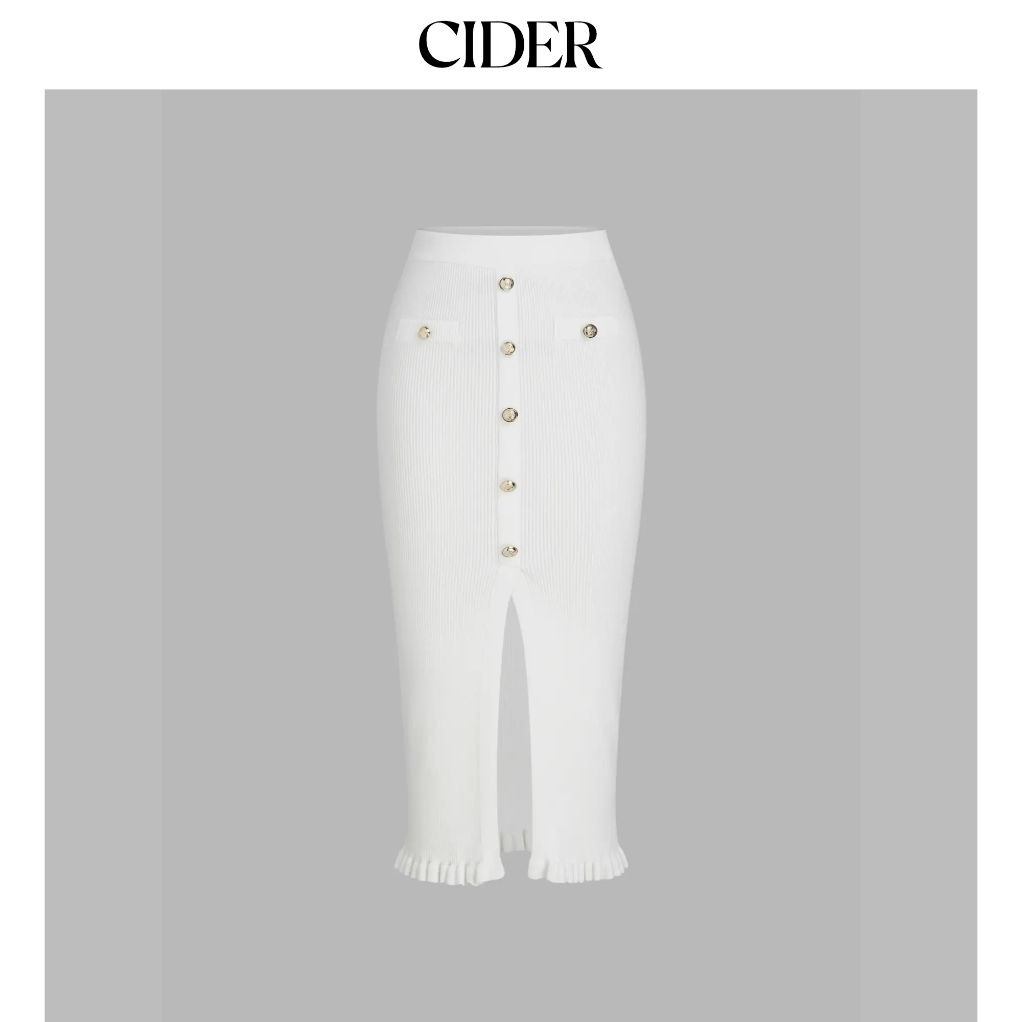 Cider [4 colors, size 0-26] Mid Waist Solid Split Knit Midi Skirt SohoChic